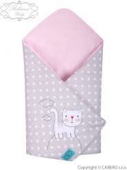 Zavinovačka dětská bavlna - KOČIČKA šedý puntík s růžovou - Belisima - obrázek 1