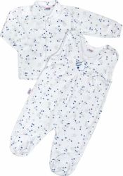 Souprava kojenecká 2-dílná bavlna - MAGIC STARS hvězdičky modro-šedé - vel.50 - obrázek 1