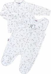 Souprava kojenecká 2-dílná bavlna - MAGIC STARS hvězdičky šedé - vel.50 - obrázek 1