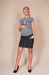 Těhotenská sukně - JEANS S KAPSAMI černá velikost XXL - obrázek 1
