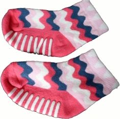 Ponožky/Capáčky dětské bavlna s ABS a froté chodidlem - KLIKATÝ VZOR růžové - vel.13-14 (obuv 24-25) - obrázek 1