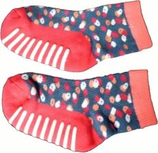 Ponožky/Capáčky dětské bavlna s ABS a froté chodidlem - KVĚTINKY růžové - vel.13-14 (obuv 24-25) - obrázek 1