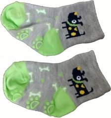 Ponožky kojenecké bavlna s ABS - PEJSEK šedé - vel.6-9měs. - obrázek 1