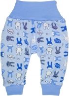 Tepláčky/Kalhoty kojenecké bavlna - ZAJÍČCI modré - vel.80 - obrázek 1