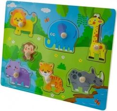 Vkládačka dřevěná/puzzle s úchyty - SAFARI zvířátka - Tulimi - obrázek 2