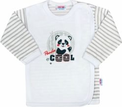 Košilka kojenecká bavlna - PANDA bílo-šedá - vel.56 - obrázek 1