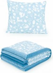 Sada 2-dílná LUX - dětská deka a polštářek - LES světle modrý s modrou - obrázek 1