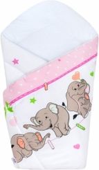 Zavinovačka bavlna - SLONÍCI s růžovou - NewBaby - obrázek 1