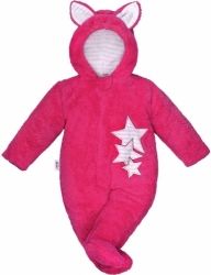 Overal/Kombinéza zimní - BABY UŠÁČEK malinová - vel.74 - obrázek 1