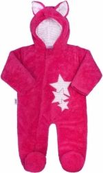 Overal/Kombinéza zimní - BABY UŠÁČEK malinová - vel.74 - obrázek 2