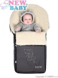 Fusak do kočárku ovčí vlna - S VÝŠIVKOU černý - NewBaby - obrázek 2