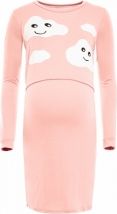 Těhotenská/Kojící noční košile dlouhý rukáv - MRÁČKY lososová - BeeMaaMaa velikost L/XL - obrázek 2