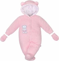 Overal/Kombinéza kojenecká zimní - NICE BEAR růžová - vel.74 - obrázek 1