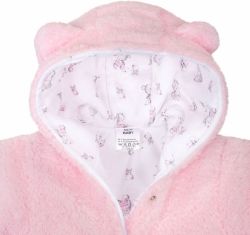 Overal/Kombinéza kojenecká zimní - NICE BEAR růžová - vel.74 - obrázek 3