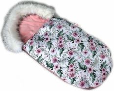 Fusak nejen do kočárku Velvet - WINTER LUX květinový vzor s růžovou - BabyNellys - obrázek 1