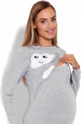 Těhotenské/Kojící pyžamo s 3/4 legínami - MRÁČKY šedé - BeeMaaMaa    velikost L/XL - obrázek 2