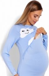 Těhotenské/Kojící pyžamo s 3/4 legínami - MRÁČKY modré - BeeMaaMaa     velikost L/XL - obrázek 2