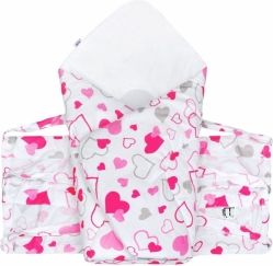 Zavinovačka bavlna stahovací - SRDÍČKA růžová na bílém - NewBaby - obrázek 2