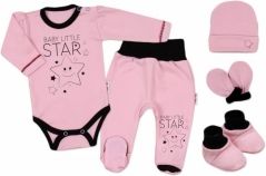Souprava kojenecká 5-dílná bavlna - BABY LITTLE STAR růžová - vel.56 - obrázek 1