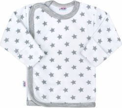 Košilka kojenecká bavlna - CLASSIC hvězdičky šedé na bílém - vel.50 - obrázek 1
