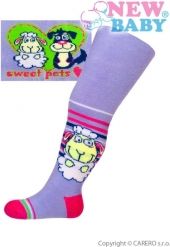 Punčocháče dětské bavlna - SWEET PETS fialové - vel.80-86 - obrázek 1