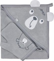 Osuška dětská froté se žínkou - KOALA YOGI šedá - 90x90cm - obrázek 1