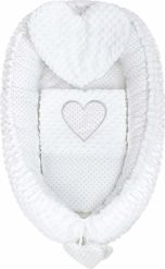 Lůžko/Hnízdečko pro miminko s peřinkou - SRDÍČKO tečky s bílou - NewBaby - obrázek 1