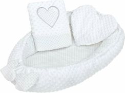 Lůžko/Hnízdečko pro miminko s peřinkou - SRDÍČKO tečky s bílou - NewBaby - obrázek 2