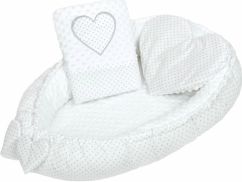 Lůžko/Hnízdečko pro miminko s peřinkou - SRDÍČKO tečky s bílou - NewBaby - obrázek 3