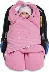 Zavinovačka do autosedačky fleece/bio bavlna - MEDVÍDEK růžový - obrázek 1