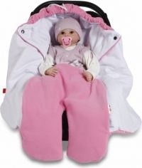 Zavinovačka do autosedačky fleece/bio bavlna - MEDVÍDEK růžový - obrázek 5