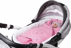Zavinovačka do autosedačky fleece/bio bavlna - MEDVÍDEK růžový - obrázek 6