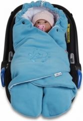 Zavinovačka do autosedačky fleece/bio bavlna - MEDVÍDEK modrý - obrázek 1
