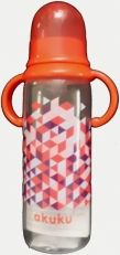 Lahev kojenecká s úchyty 250ml - VZOR KOSTKY červená - Akuku - obrázek 1