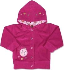 Kabátek kojenecký samet kapuce - BERUŠKA tmavě růžový - vel.62 - obrázek 1