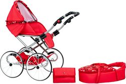 Kočárek pro panenky hluboký - ELEN retro červený - NewBaby - obrázek 2