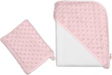 Osuška dětská froté se žínkou - KAPUCE MINKY bílá s růžovou - 80x80cm - obrázek 1