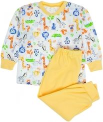 Pyžamo dětské bavlna - ZOO ZVÍŘÁTKA se žlutou - vel.80 - obrázek 1