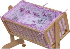 Souprava do kolébky 6-dílná - KULÍŠEK sovy růžové - Scarlett - obrázek 1