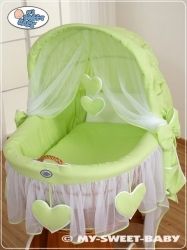 Koš proutěný bílý s boudičkou a výbavou - SRDÍČKA zelený - My Sweet Baby - obrázek 2