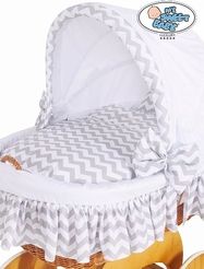 Koš proutěný přírodní s boudičkou a výbavou - LUXURY cik-cak bílo-šedý - obrázek 2