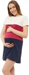 Těhotenské a kojící šaty krátký rukáv - PRUHY bílo-červeno-granátové velikost XXL/XXXL - obrázek 1