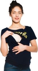 Těhotenské i kojící tričko krátký rukáv - TIRED MAMA granátové - Be MaaMaa   velikost L (40) - obrázek 3