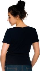 Těhotenské i kojící tričko krátký rukáv - TIRED MAMA granátové - Be MaaMaa   velikost XL (42) - obrázek 2