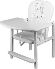 Židlička jídelní dřevěná se stolečkem - KRÁLÍČEK bílá - NewBaby - obrázek 2