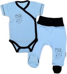Souprava kojenecká letní 2-díl bavlna - LITTLE STAR modrá - vel.74 - obrázek 1