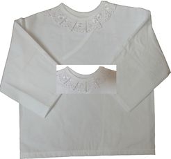 Košilka kojenecká PLÁTNO bílá s krajkou - KVĚTINKY A DÍRKOVANÝ LEM - vel.56 - obrázek 1