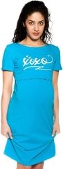 Těhotenská/Kojící noční košile krátký rukáv - XOXO tyrkysová - BeeMaaMaa  velikost L/XL - obrázek 4