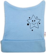 Čepička kojenecká nasazovací bavlna - LITTLE STAR modrá - vel.56 - obrázek 1