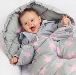 Fusak nejen do kočárku 4v1 - ICE BABY hvězdy na šedém s růžovou - obrázek 8